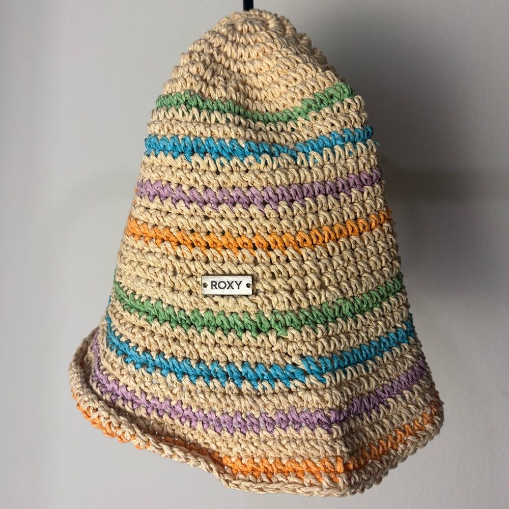Vintage Y2K Roxy Striped Beach Hat